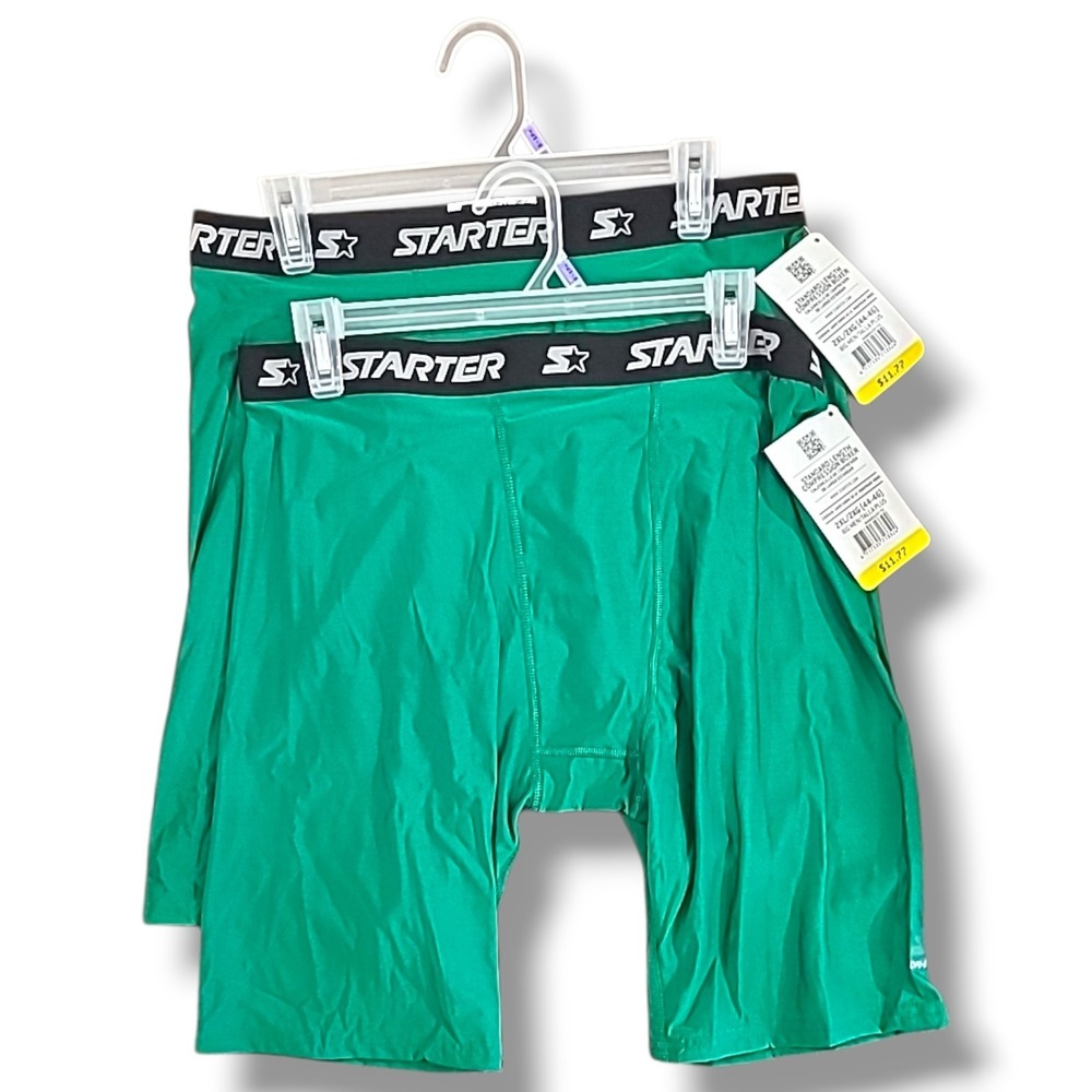 2 Pairs Starter Standard Length Compression Boxer Brief 2XL Big & Tall Green